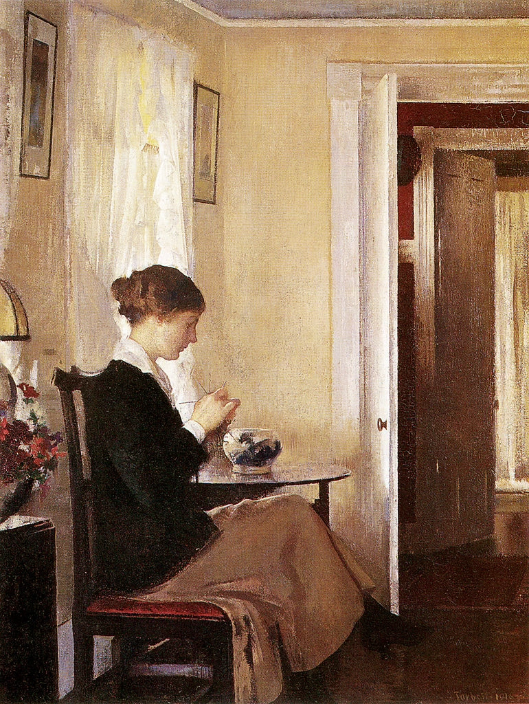 Edmund Tarbell - Josephine lavora a maglia